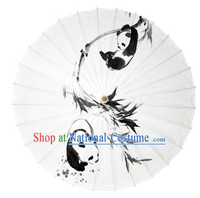 Chinese Traditional Artware Paper Umbrella Ink Wash Painting Panda Oil-paper Umbrella Handmade Umbrella