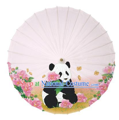 Chinese Traditional Artware Paper Umbrellas Ink Wash Painting Panda Peony Oil-paper Umbrella Handmade Umbrella