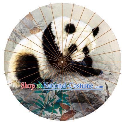 Chinese Traditional Artware Paper Umbrellas Painting Panda Oil-paper Umbrella Handmade Umbrella