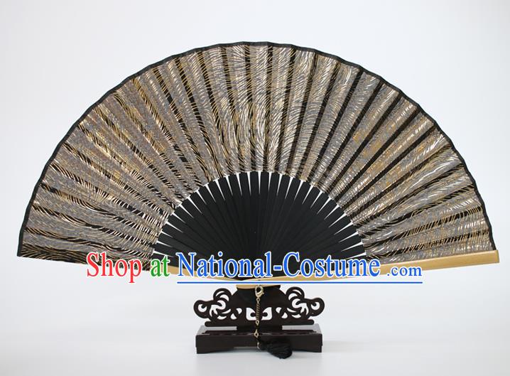 Chinese Traditional Artware Handmade Folding Fans Golden Silk Accordion Fans