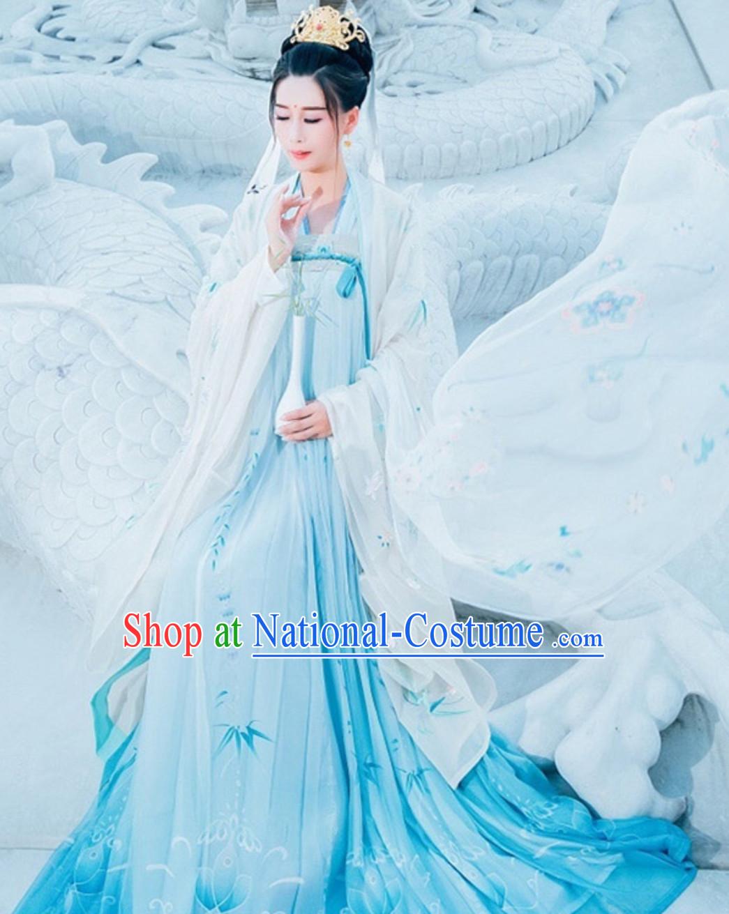 Ancient Chinese Tang Dynasty National Costume Hanfu Dress Clothing  Complete Set for Women Girls