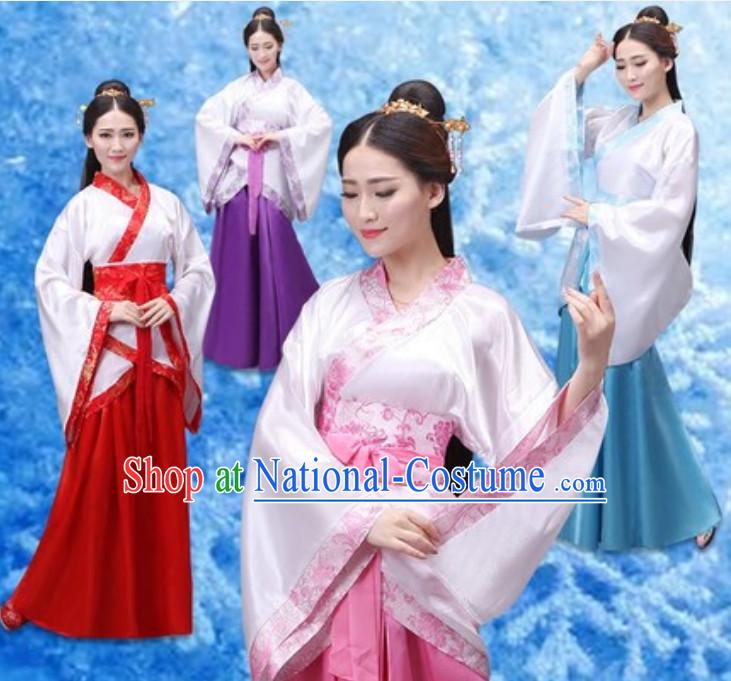 Ancient Chinese Han Dynasty National Costume Dress Clothing  Complete Set for Women Girls