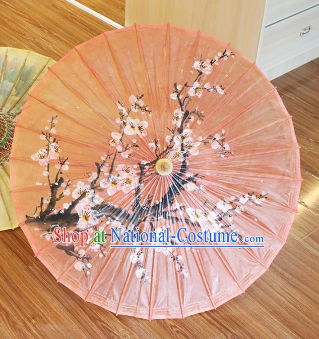 Chinese Traditional Artware Dance Umbrella Hand Painting Plum Blossom Paper Umbrellas Oil-paper Umbrella Handmade Umbrella
