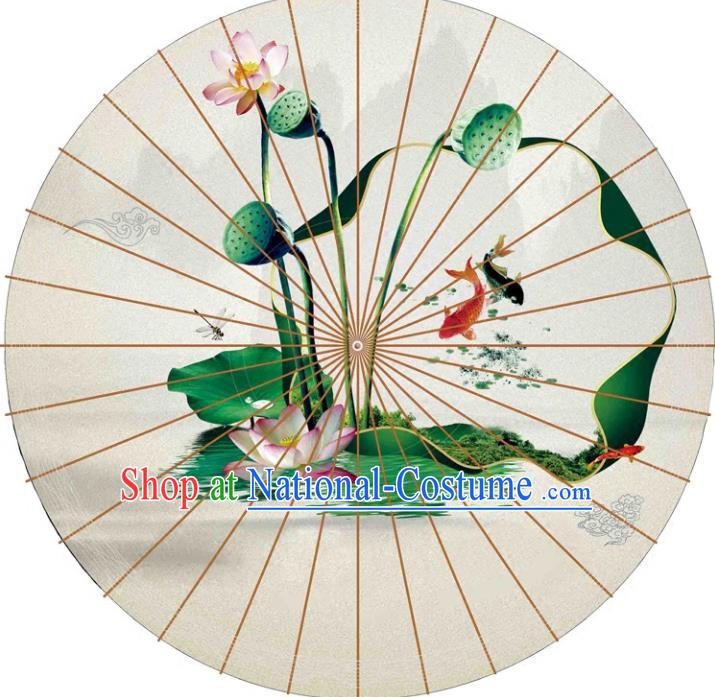 Chinese Traditional Artware Paper Umbrellas Printing Lotus Seedpod Oil-paper Umbrella Handmade Umbrella