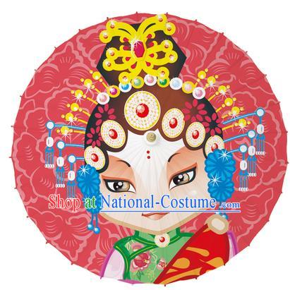 Chinese Traditional Artware Red Paper Umbrellas Printing Beijing Opera Diva Oil-paper Umbrella Handmade Umbrella