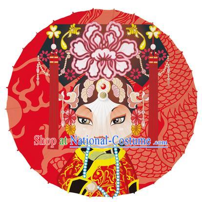 Chinese Traditional Artware Red Paper Umbrellas Printing Peking Opera Imperial Consort Oil-paper Umbrella Handmade Umbrella