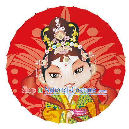 Chinese Traditional Artware Red Paper Umbrellas Printing Peking Opera Fairy Oil-paper Umbrella Handmade Umbrella