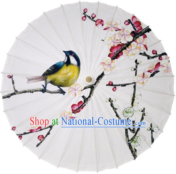 Chinese Traditional Artware Dance Umbrella Printing Wintersweet Birds Paper Umbrellas Oil-paper Umbrella Handmade Umbrella