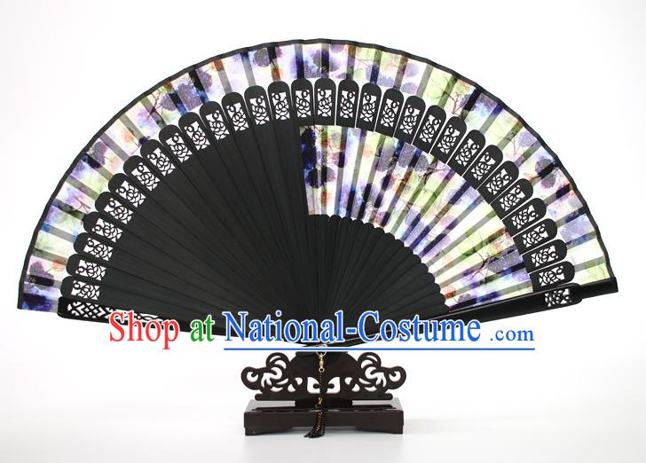 Chinese Traditional Artware Handmade Folding Fans Purple Silk Fans Accordion