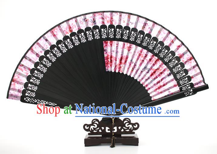 Chinese Traditional Artware Handmade Folding Fans Pink Silk Fans Accordion