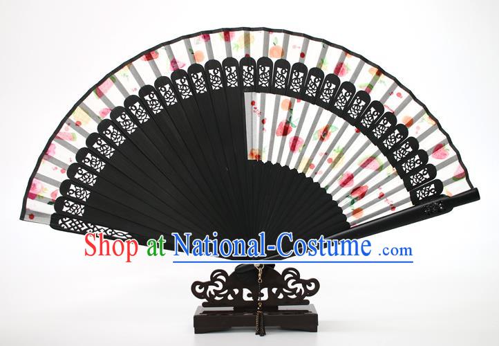 Chinese Traditional Artware Handmade Printing Folding Fans White Silk Fans Accordion