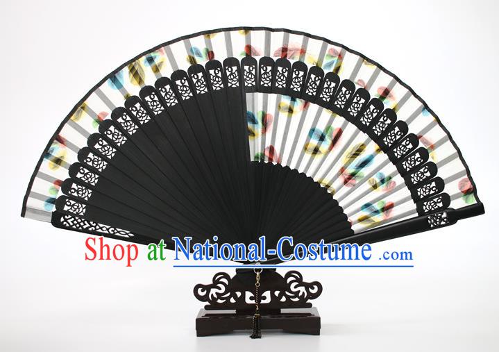 Chinese Traditional Artware Handmade Folding Fans White Silk Fans Accordion