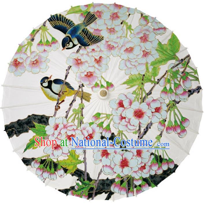 Chinese Traditional Artware Dance Umbrella Printing Begonia Birds Paper Umbrellas Oil-paper Umbrella Handmade Umbrella