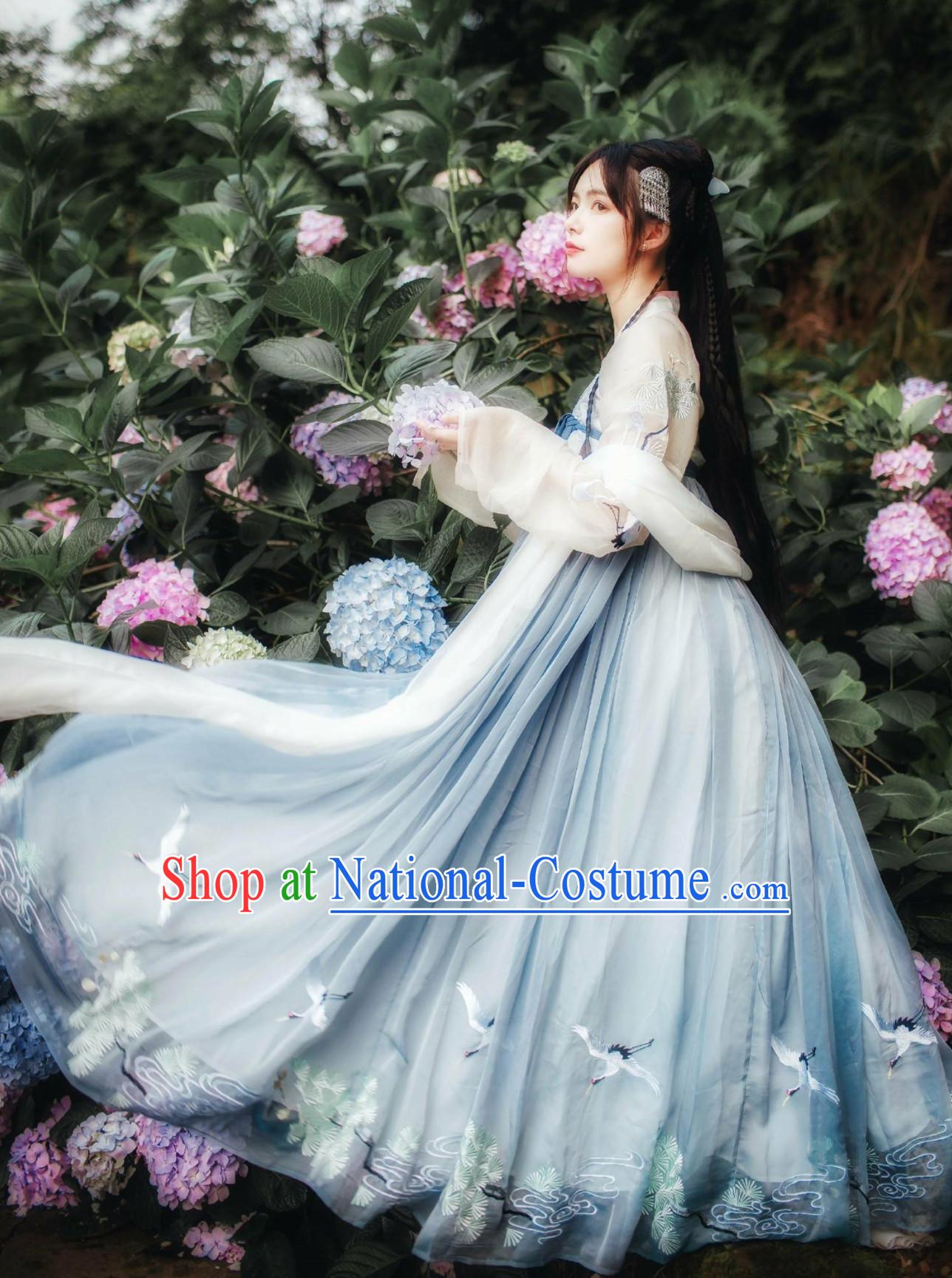 Chinese Classical Dancing Tang Dynasty Hanfu Clothing Complete Set for Women