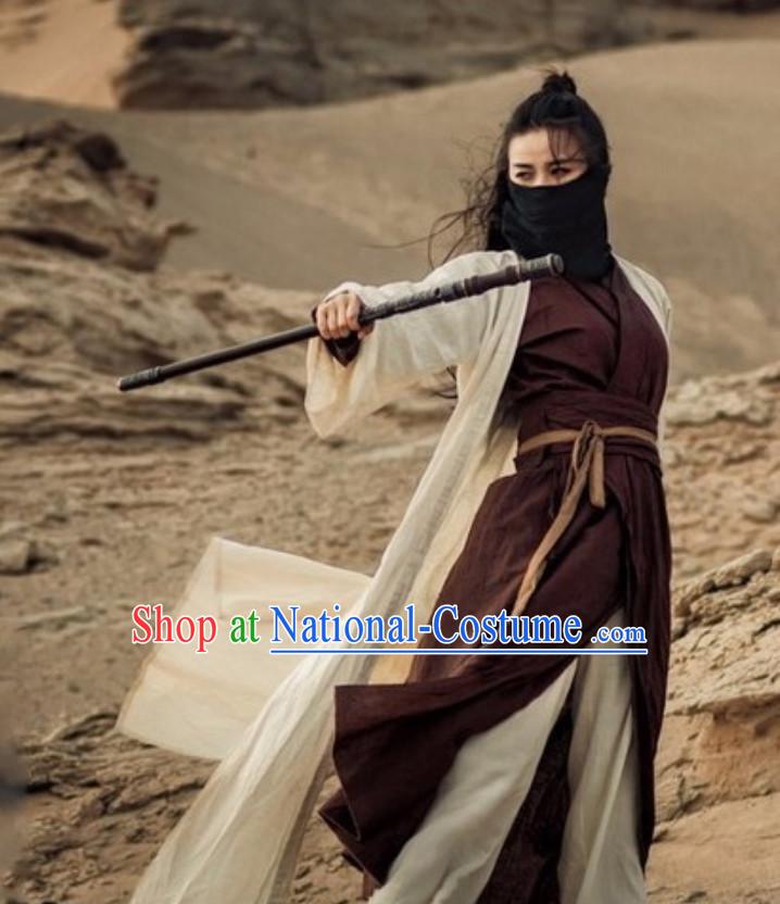 Chinese Ancient Swordsman Knight Hanzhuang Traditional Chinese Dress Hanfu National Costume Complete Set for Men or Women