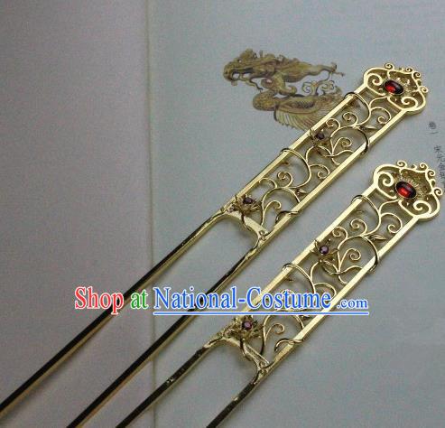 Chinese Handmade Classical Hair Accessories Hairpin Red Crystal Hair Stick Hanfu Hairpins for Women