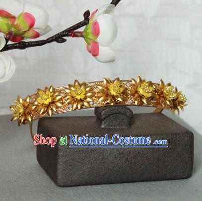 Chinese Handmade Classical Hair Accessories Wedding Hairpins Hanfu Golden Hair Clasp for Women