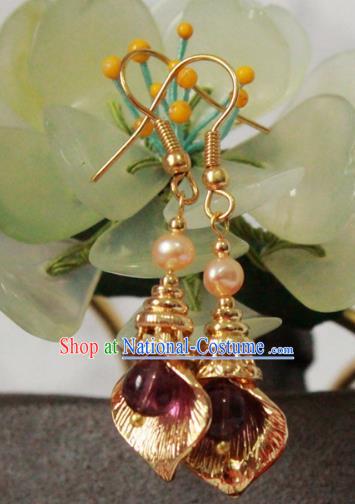 Chinese Handmade Classical Accessories Pearls Earrings Hanfu Eardrop for Women