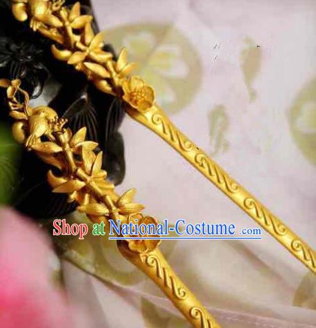 Chinese Handmade Classical Hair Accessories Flowers Birds Hairpin Hair Stick Hanfu Hairpins for Women