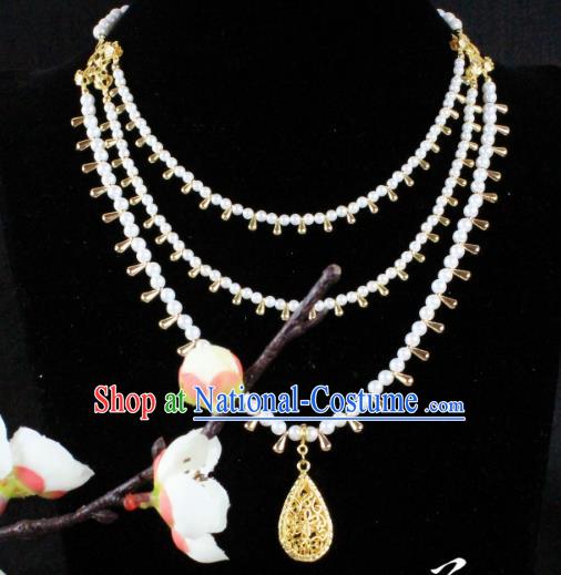 Chinese Handmade Classical Wedding Accessories Princess Beads Necklace Hanfu Necklet for Women