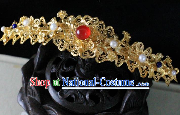 Chinese Handmade Classical Hair Accessories Wedding Hairpins Hanfu Golden Hair Clip for Women