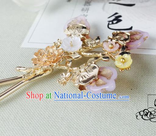 Chinese Handmade Classical Hair Accessories Wedding Shell Flowers Hair Stick Pink Hairpins for Women