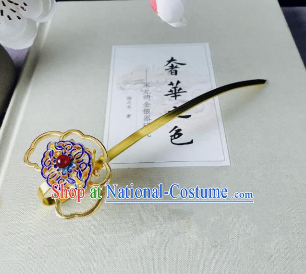 Chinese Handmade Classical Hair Accessories Golden Hairpins Blueing Hair Stick for Women