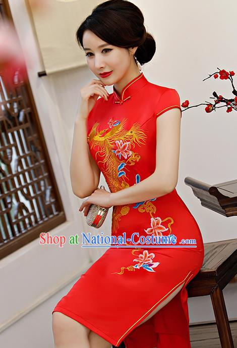 Traditional Ancient Chinese Young Women Cheongsam Dress Republic of China Tangsuit Stand Collar Blouse Dress Tang Suit Clothing