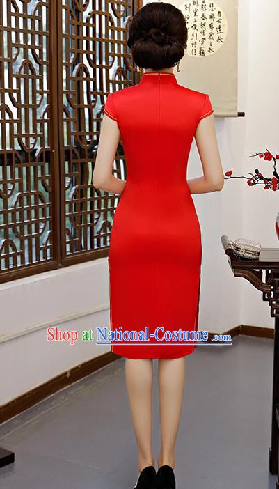 Traditional Ancient Chinese Young Women Cheongsam Dress Republic of China Tangsuit Stand Collar Blouse Dress Tang Suit Clothing