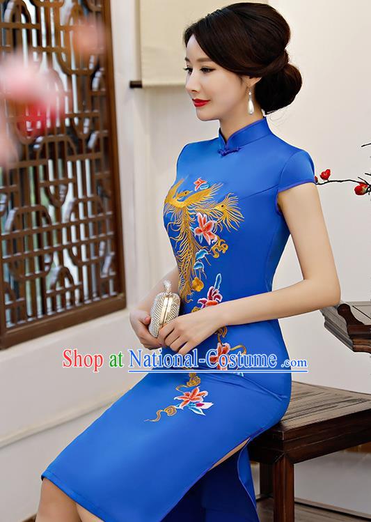 Traditional Ancient Chinese Young Women Cheongsam Dress Republic of China Tangsuit Stand Collar Blouse Dress Tang Suit Clothing