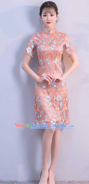 Chinese Traditional Mandarin Qipao Dress National Costume Short Cheongsam for Women