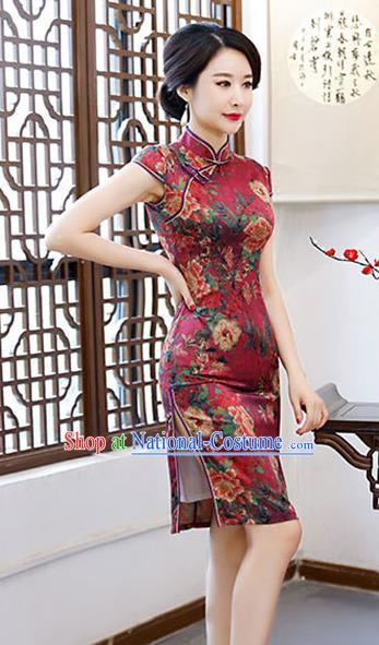 Traditional Ancient Chinese Young Women Cheongsam Dress Republic of China Tangsuit Stand Collar Blouse Dress Tang Suit Clothing