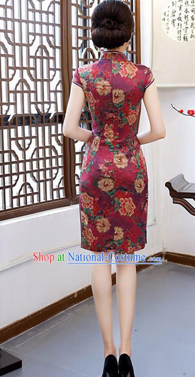 Traditional Ancient Chinese Young Women Cheongsam Dress Republic of China Tangsuit Stand Collar Blouse Dress Tang Suit Clothing