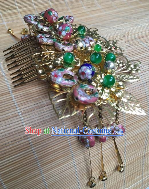 Traditional Chinese Ancient Palace Lady Hair Accessories Hairpins Cloisonne Hair Comb for Women