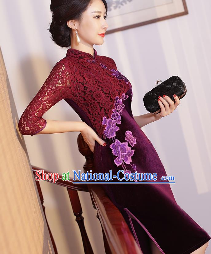 Traditional Ancient Chinese Young Women Cheongsam Dress Republic of China Tangsuit Stand Collar Blouse Dress Tang Suit Clothing