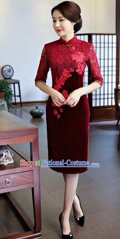 Traditional Ancient Chinese Young Women Cheongsam Dress Republic of China Tangsuit Stand Collar Blouse Dress Tang Suit Clothing