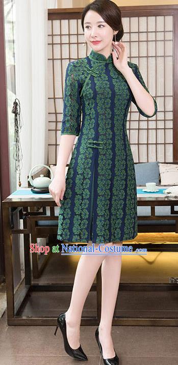 Traditional Ancient Chinese Young Women Cheongsam Dress Republic of China Tangsuit Stand Collar Blouse Dress Tang Suit Clothing