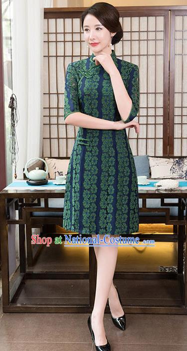 Traditional Ancient Chinese Young Women Cheongsam Dress Republic of China Tangsuit Stand Collar Blouse Dress Tang Suit Clothing