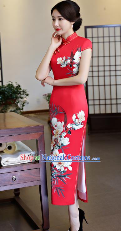 Traditional Ancient Chinese Young Women Cheongsam Dress Republic of China Tangsuit Stand Collar Blouse Dress Tang Suit Clothing