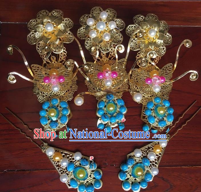 Traditional Chinese Ancient Palace Lady Hair Accessories Hairpins Hair Claw Complete Set for Women