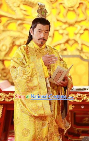 Chinese Ancient Emperor Gao of Tang Dynasty Li Zhi Embroidered Imperial Robe Replica Costume for Men