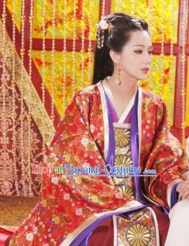 Chinese Ancient Tang Dynasty Li Zhi Empress Wang Embroidered Hanfu Dress Replica Costume for Women