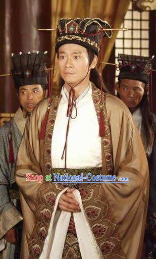 Chinese Ancient Tang Dynasty Minister Lou Shide Replica Costume for Men