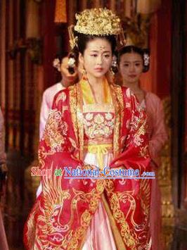 Chinese Ancient Tang Dynasty Princess Yifang Wedding Dress Embroidered Replica Costume for Women