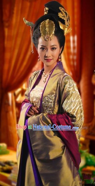 Chinese Ancient Tang Dynasty Empress Wei Hanfu Dress Embroidered Replica Costume for Women