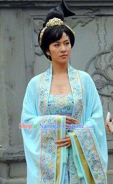 Chinese Ancient Tang Dynasty Dowager Guo Kingdom Yang Yuyao Hanfu Dress Embroidered Replica Costume for Women