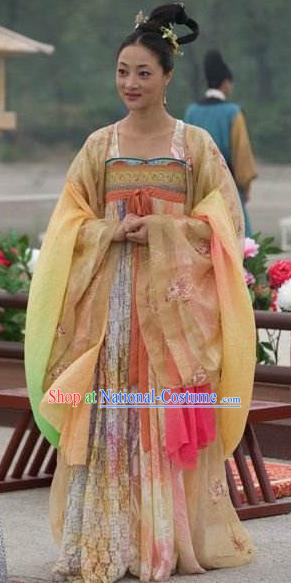 Traditional Chinese Ancient Palace Lady Tang Dynasty Princess Embroidered Dress Replica Costume for Women