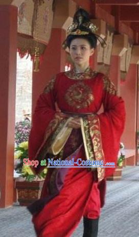 Traditional Chinese Ancient Tang Dynasty Female Officials Shangguan Waner Embroidered Replica Costume for Women