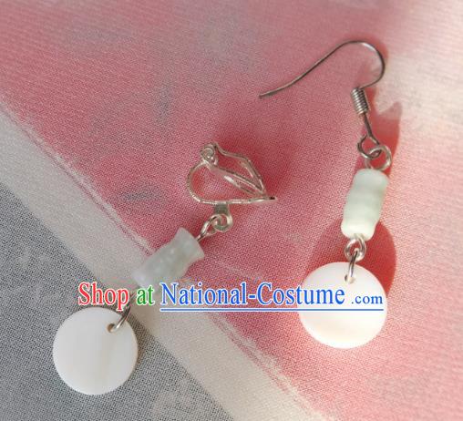 Traditional Chinese Ancient Jewelry Accessories Jade Shell Earrings Eardrop for Women