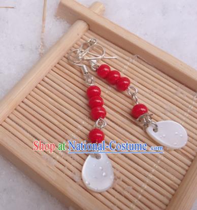 Traditional Chinese Ancient Jewelry Accessories Red Beads Earrings Eardrop for Women